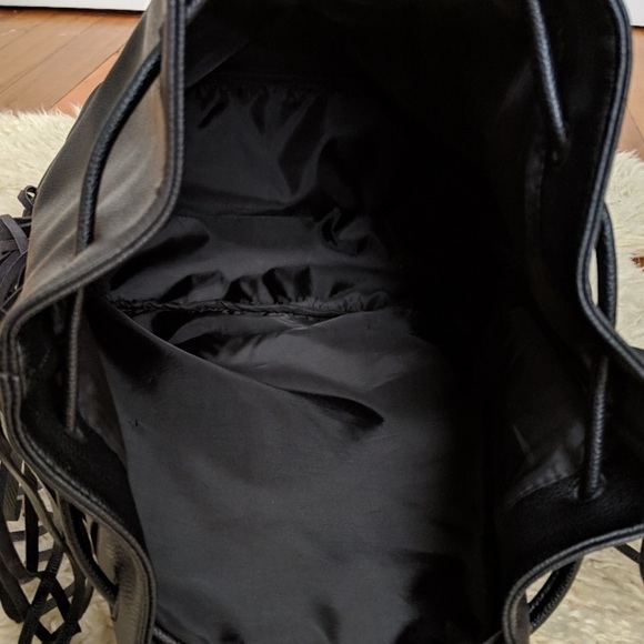 Victoria secret black fringe bucket backpack - Picture 6 of 16